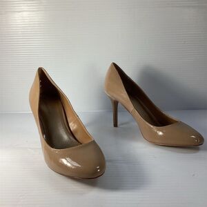 Women's Beige Patent Leather Stiletto‎ Pumps Size 9 Pointed Toe Formal